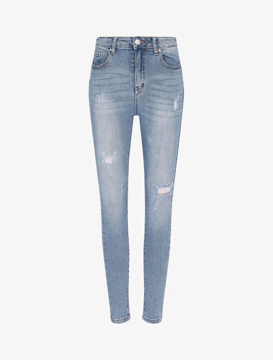 Skinny push up jeans gescheurd - Lichtblauw