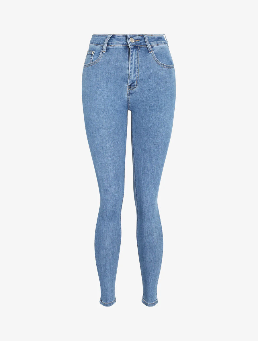 Skinny push up jeans met hoge taille - Lichtblauw