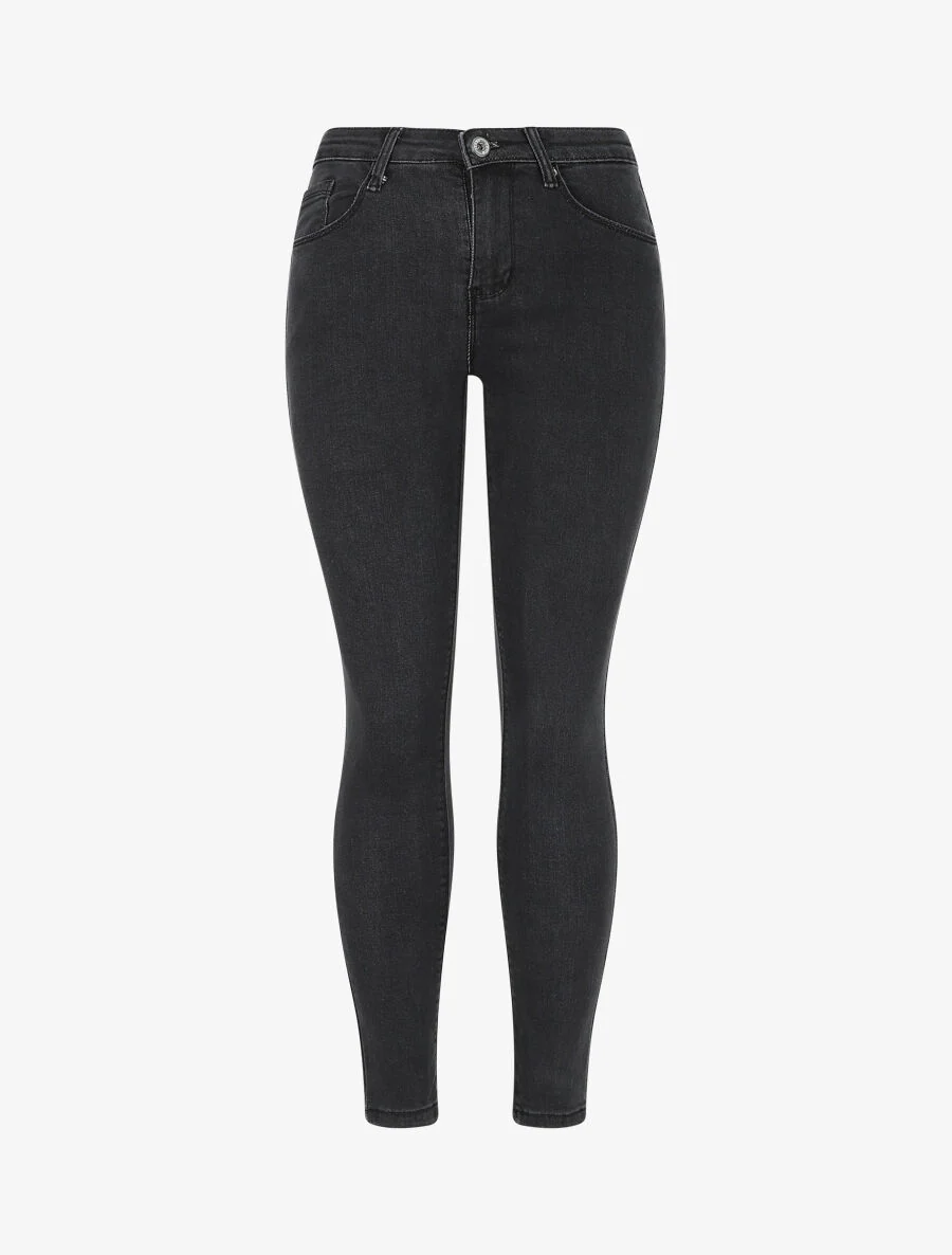 Skinny push up jeans met hoge taille - Donkergrijs