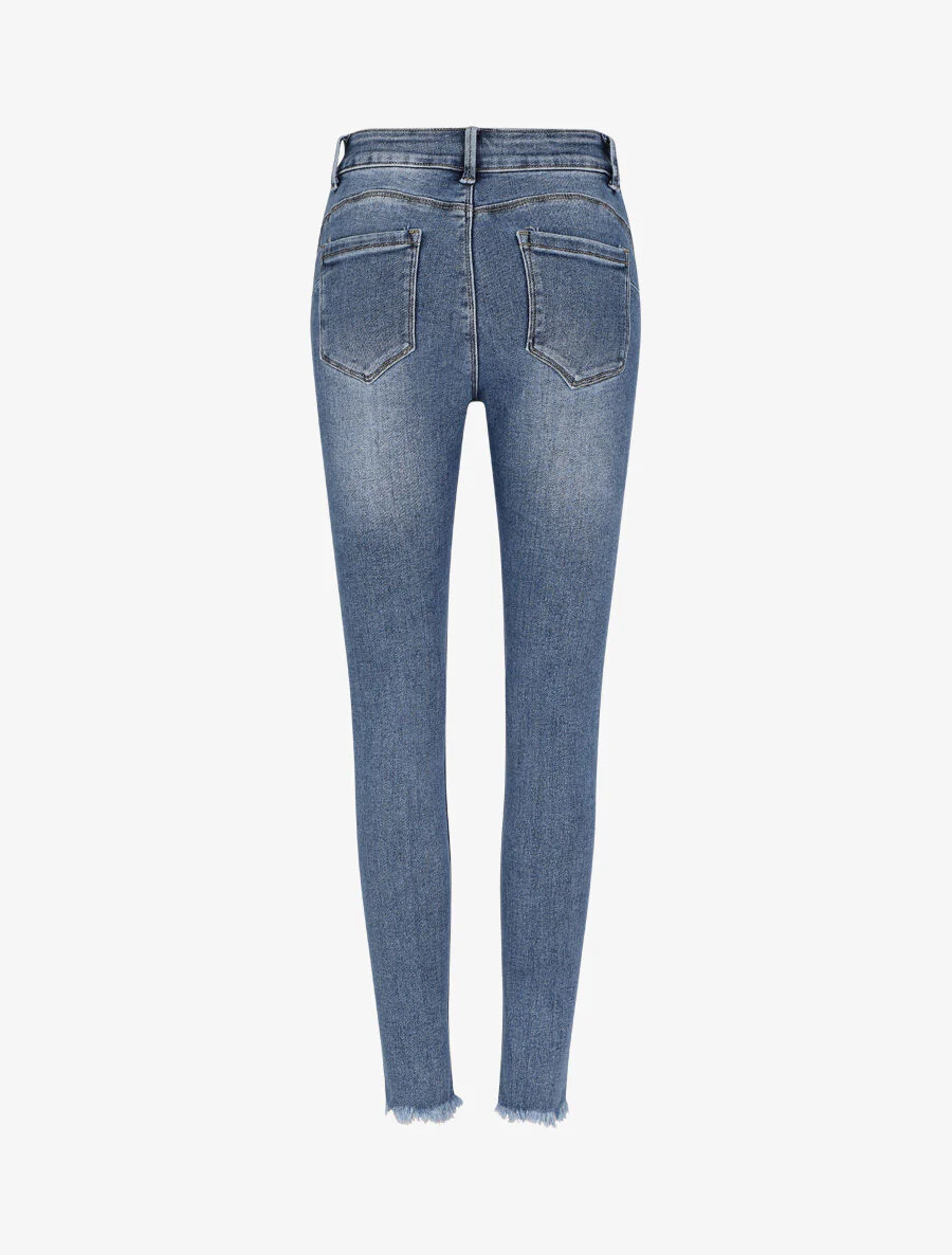 Skinny push-up jeans met scheuren - Blauw - Image 2