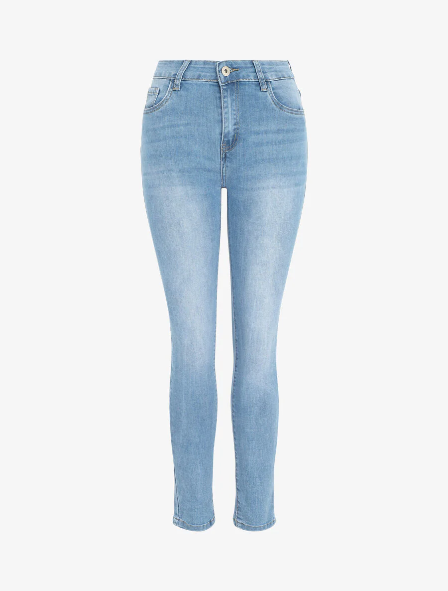 Skinny jeans standaard maat stone wash - lichtblauw