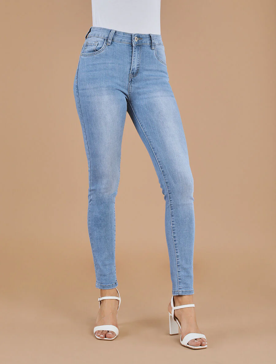 Skinny jeans standaard maat stone wash - lichtblauw - Image 4