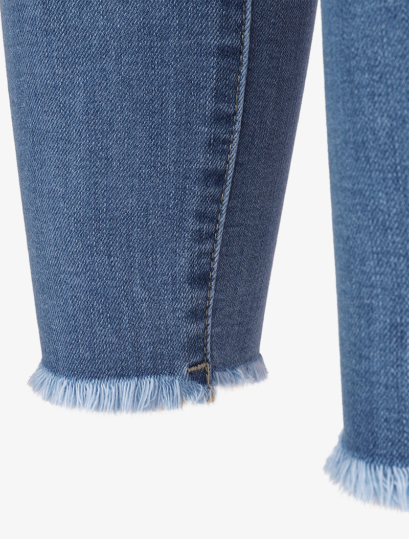 Skinny jeans met standaard taille en onafgewerkte randen - Lichtblauw - Image 3