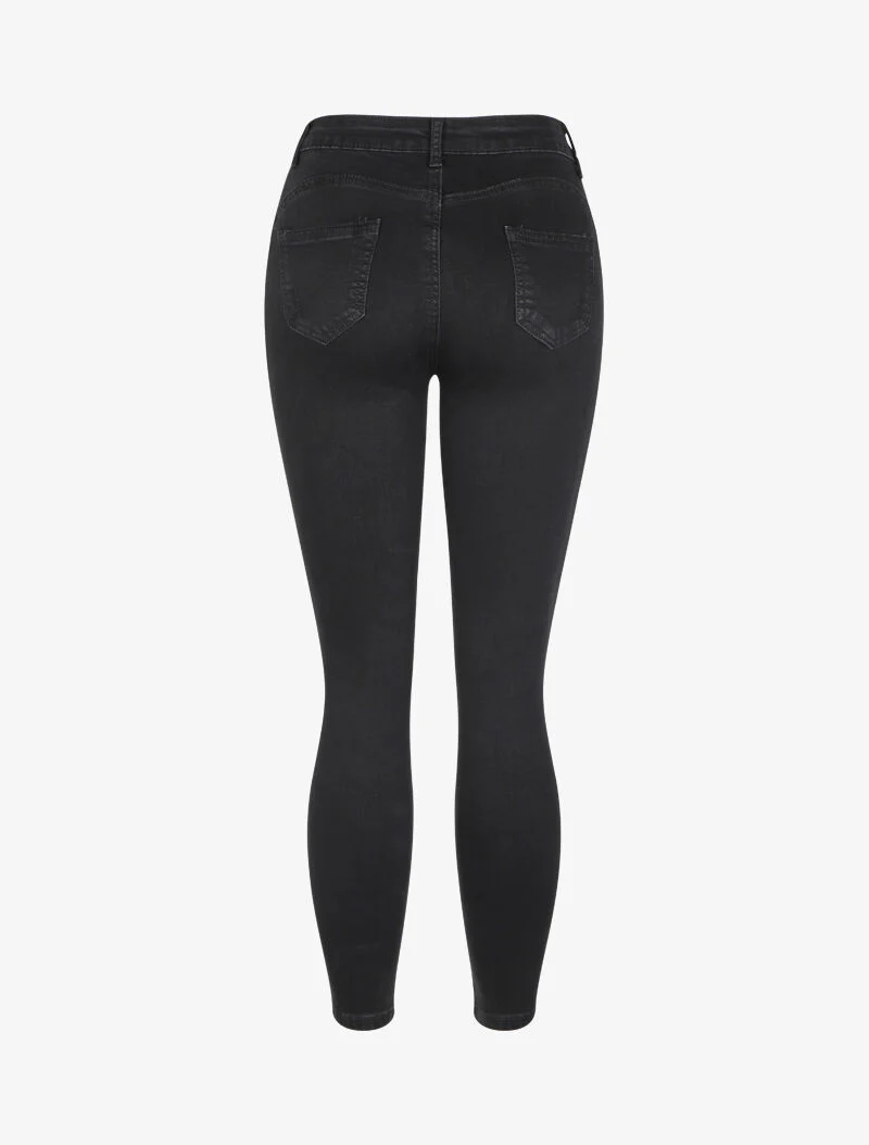 Skinny stretch jeans met fijne schrammen - Zwart - Image 2