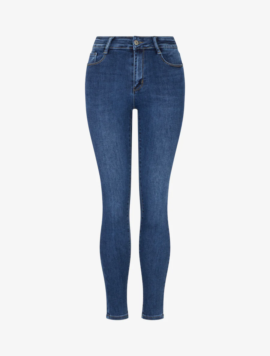 Skinny push-up jeans met hoge taille - Blauw
