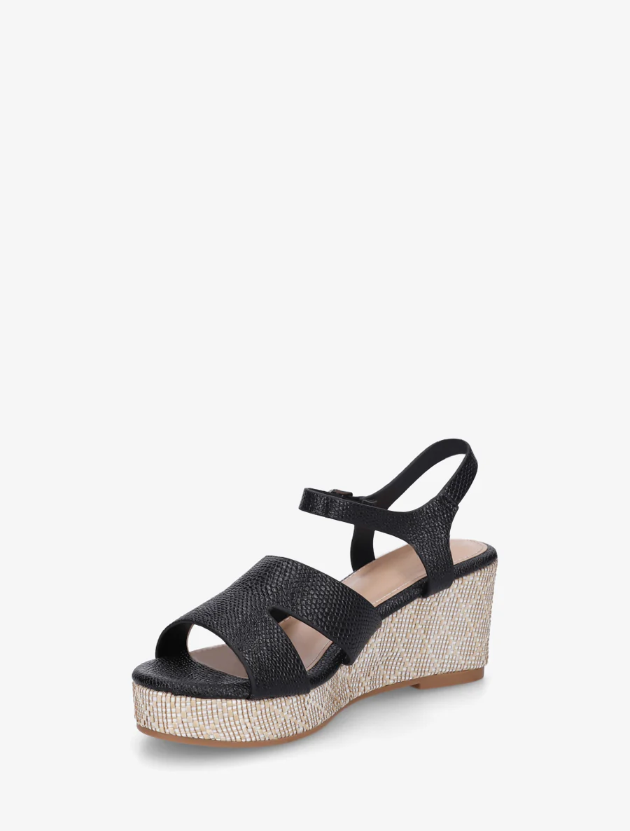 Slangenprint sleehak sandalen - Zwart - Image 3