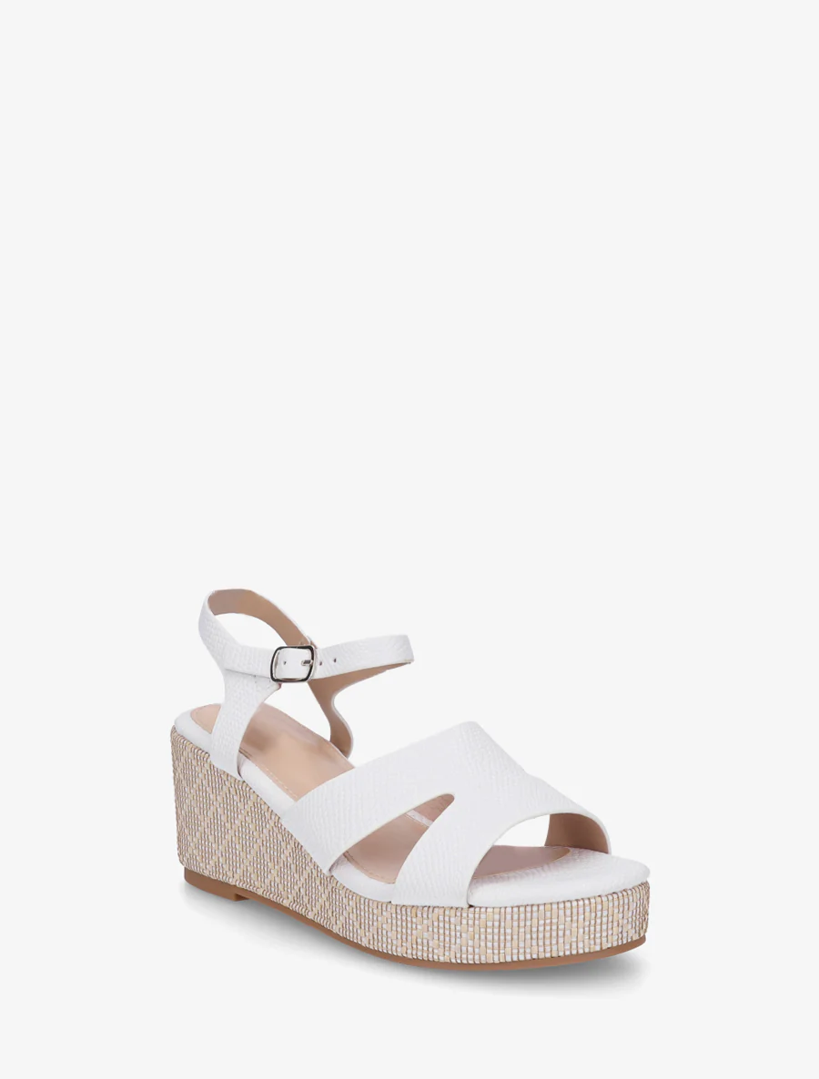 Slangenprint sleehak sandalen - Wit - Image 2