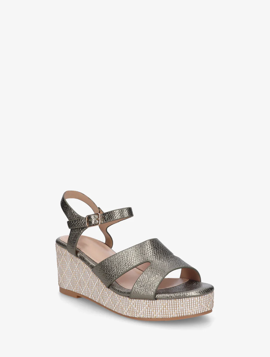 Slangenprint sleehak sandalen - Kaki - Image 2