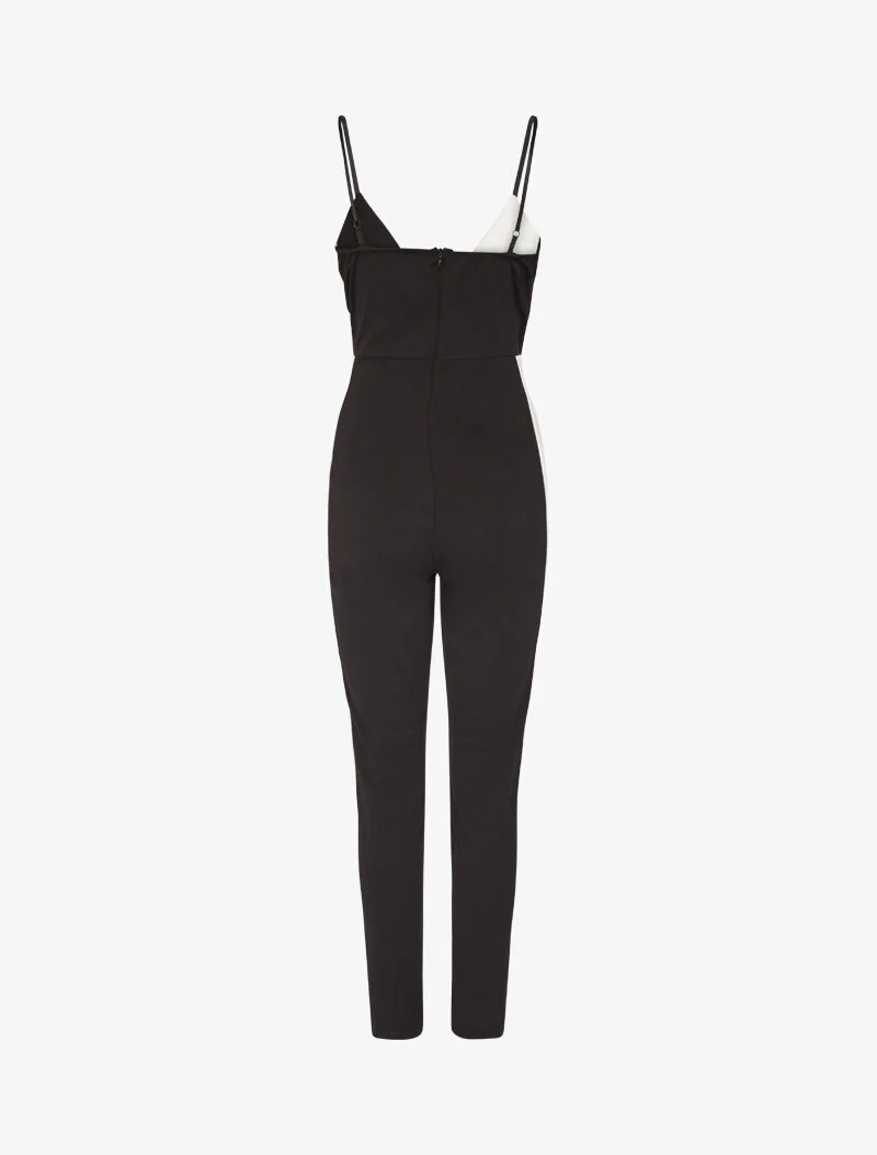 Slanke color block jumpsuit - zwart - Image 2