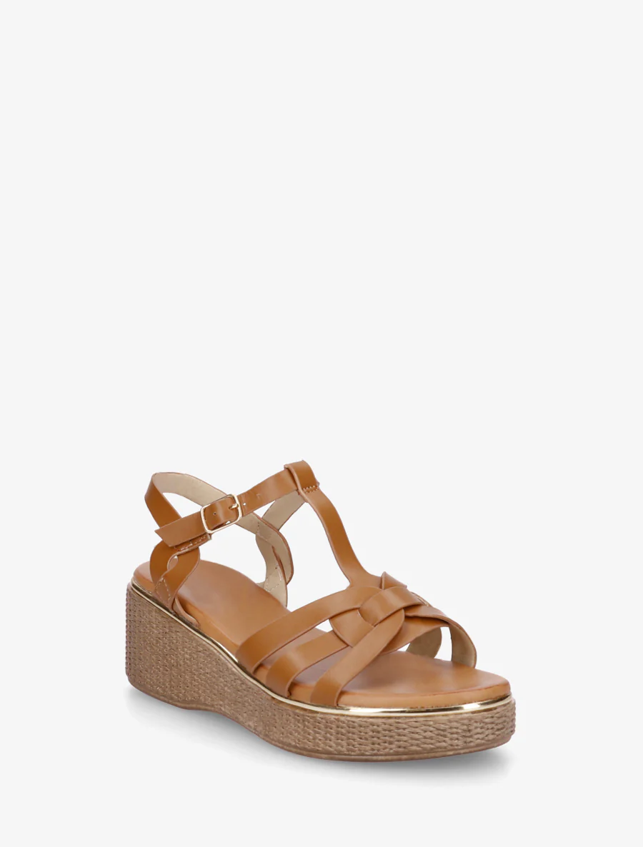 Sleehak sandalen in salomé stijl - Kameel - Image 2