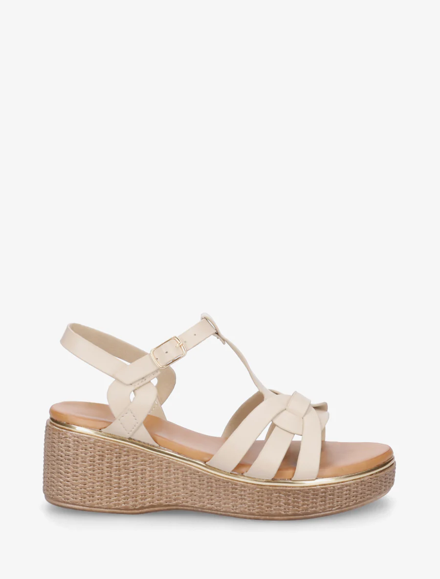 Sleehak sandalen in salomé stijl - Beige