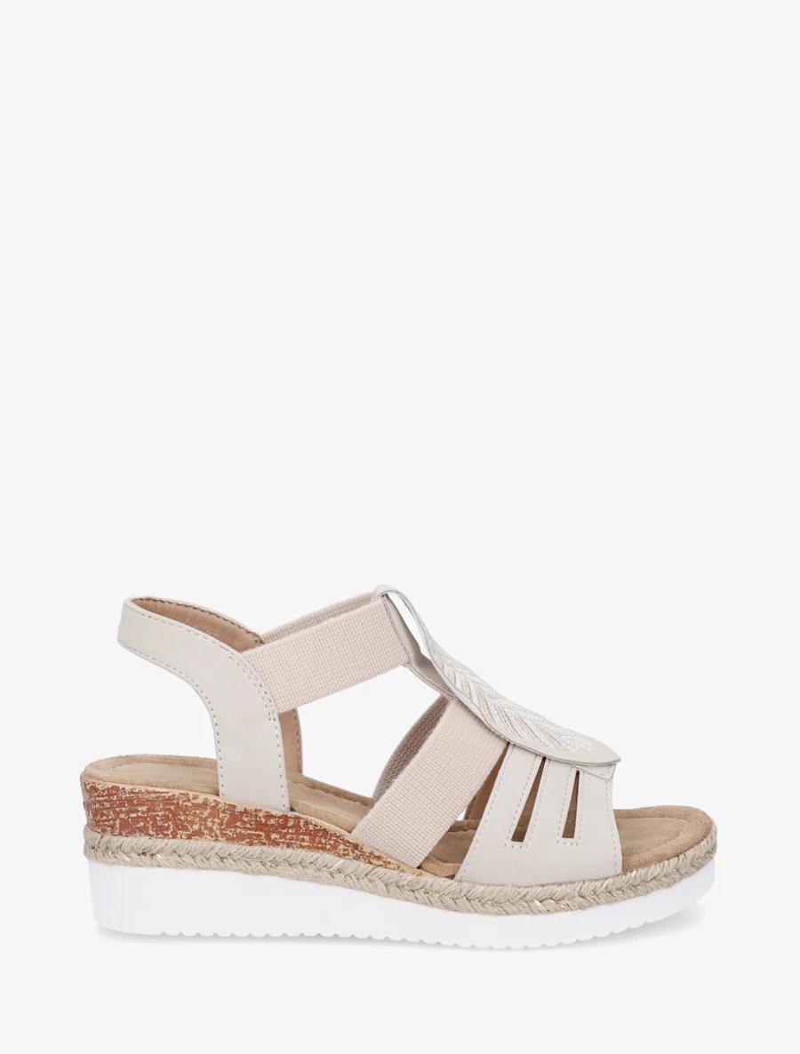 Sleehak sandalen met bladmotief - Beige