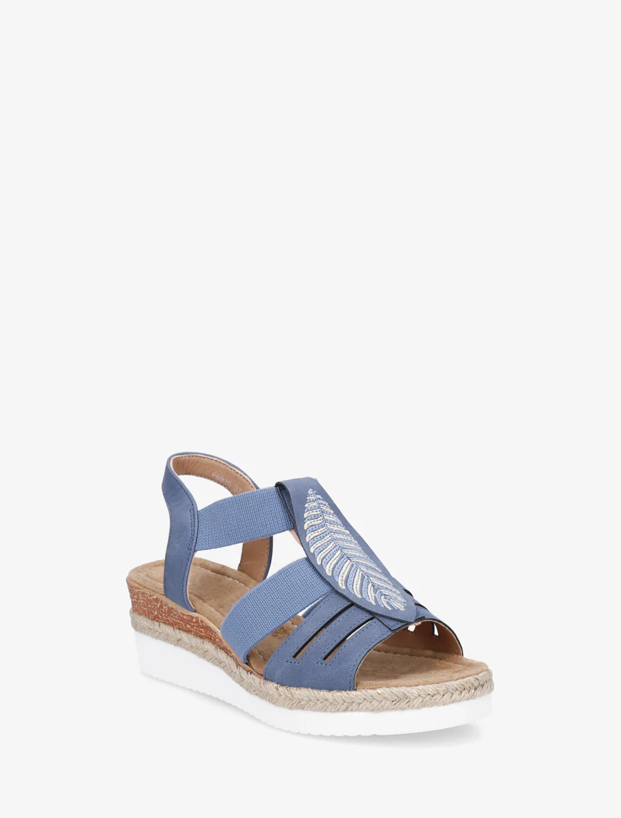 Sleehak sandalen met bladmotief - Blauw - Image 2