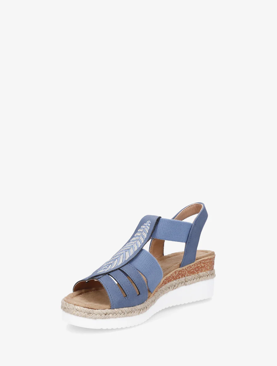 Sleehak sandalen met bladmotief - Blauw - Image 3