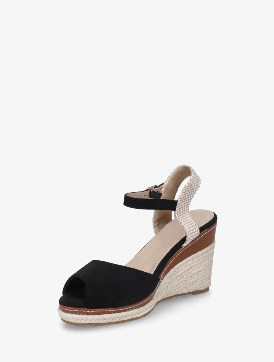 Sleehaksandalen met dambordpatroon en hielstuk - Zwart - Image 3