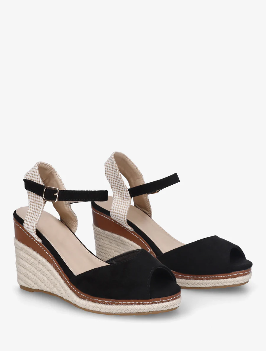 Sleehaksandalen met dambordpatroon en hielstuk - Zwart - Image 4