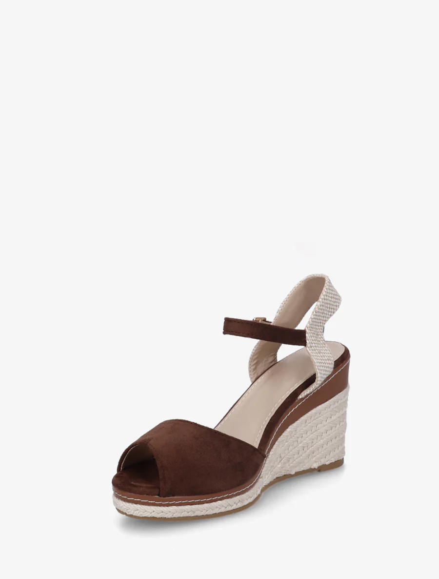Sleehaksandalen met dambordpatroon en hielstuk - Bruin - Image 3