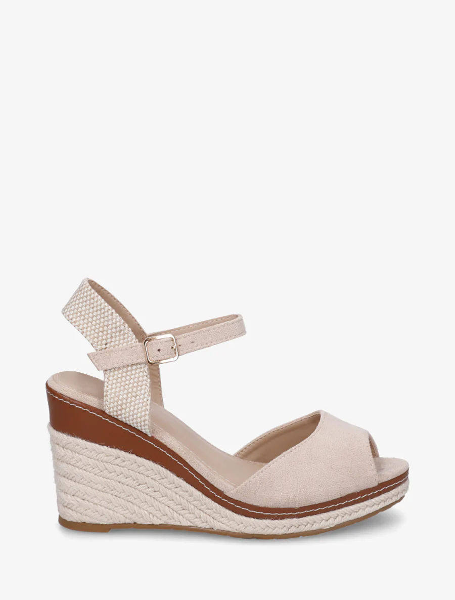Sleehaksandalen met dambordpatroon en hielstuk - Beige