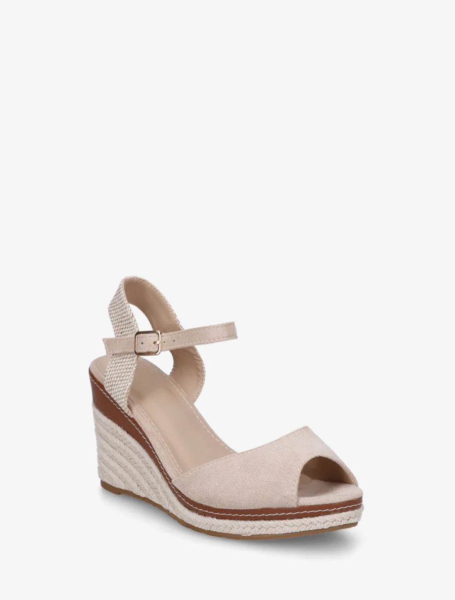 Sleehaksandalen met dambordpatroon en hielstuk - Beige - Image 2