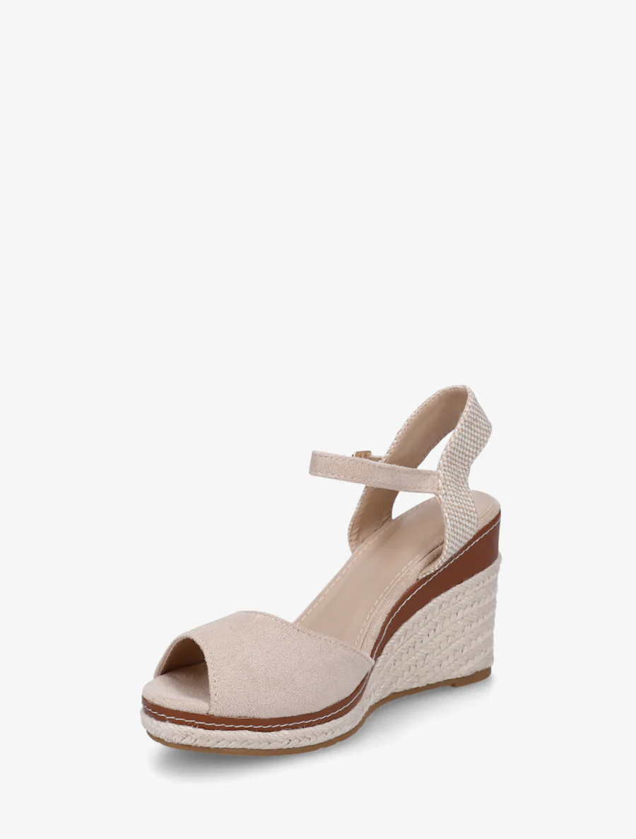 Sleehaksandalen met dambordpatroon en hielstuk - Beige - Image 3