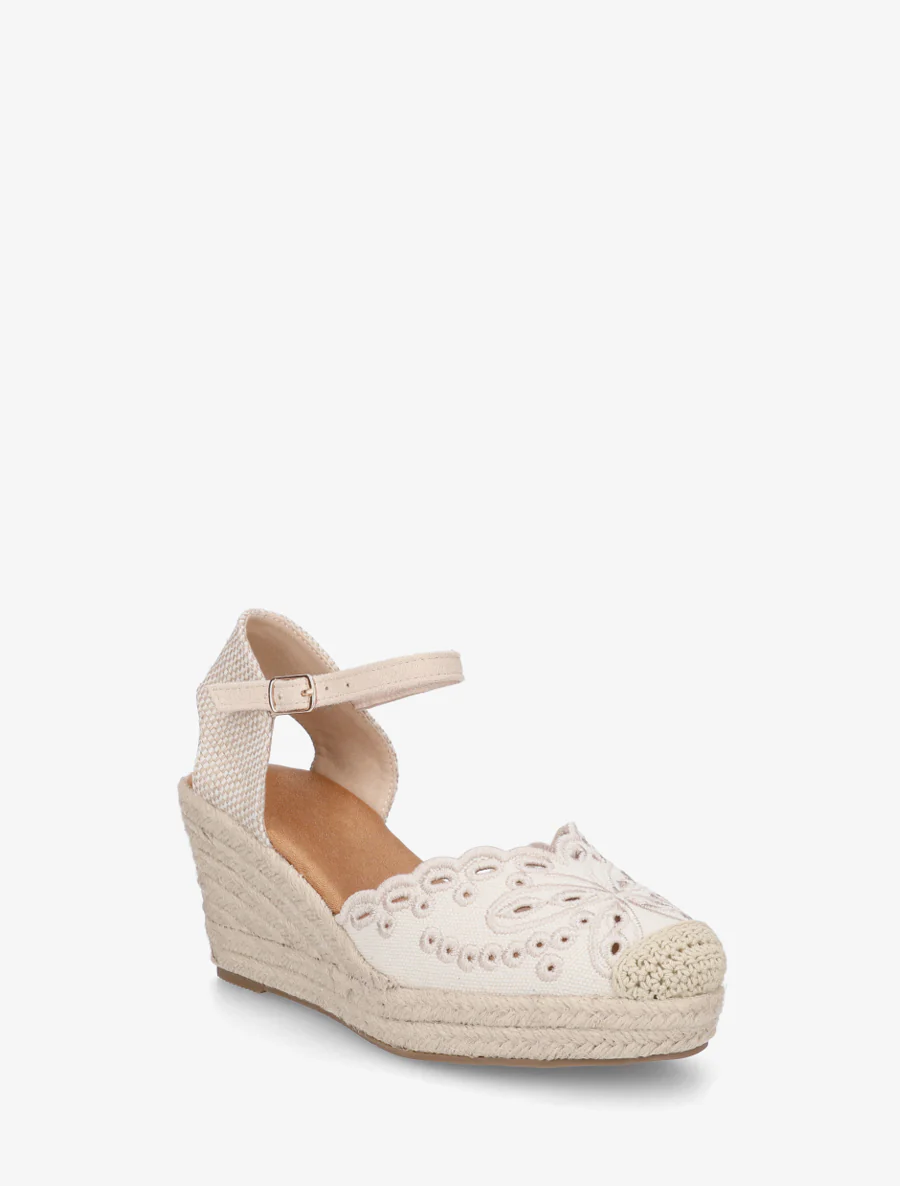 Sleehaksandalen met dambordpatroon en hielstuk - Beige - Image 2