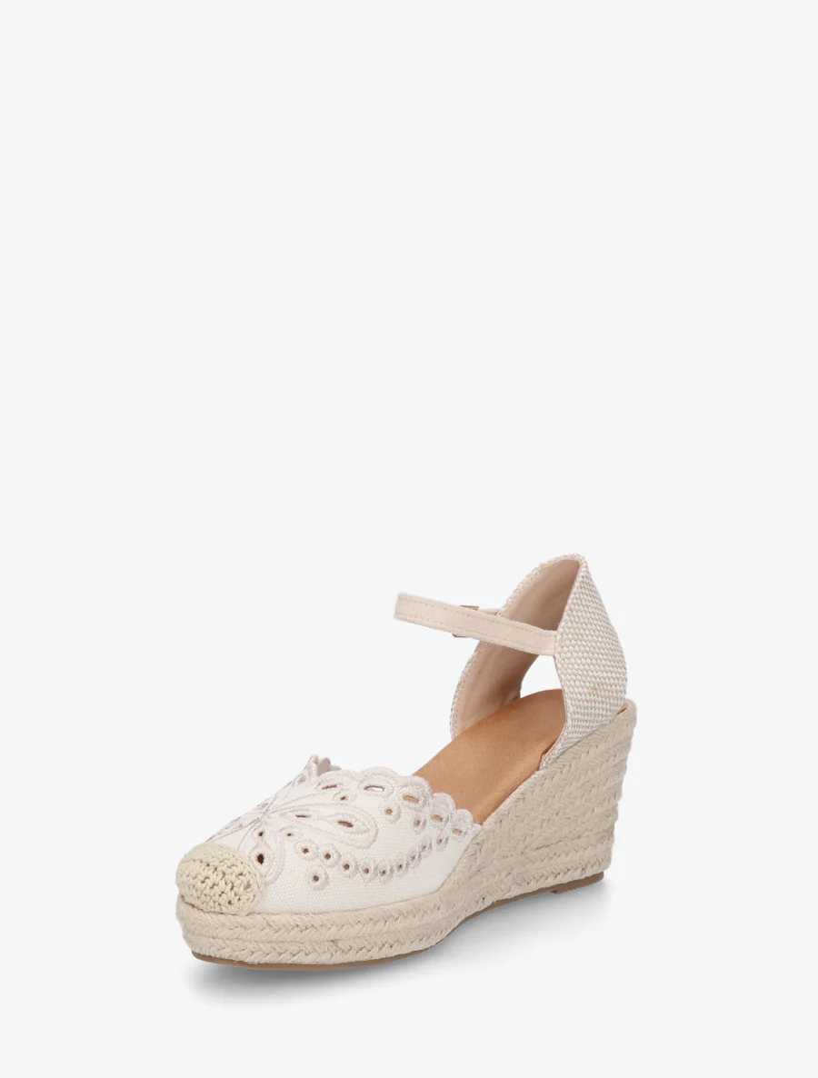 Sleehaksandalen met dambordpatroon en hielstuk - Beige - Image 3