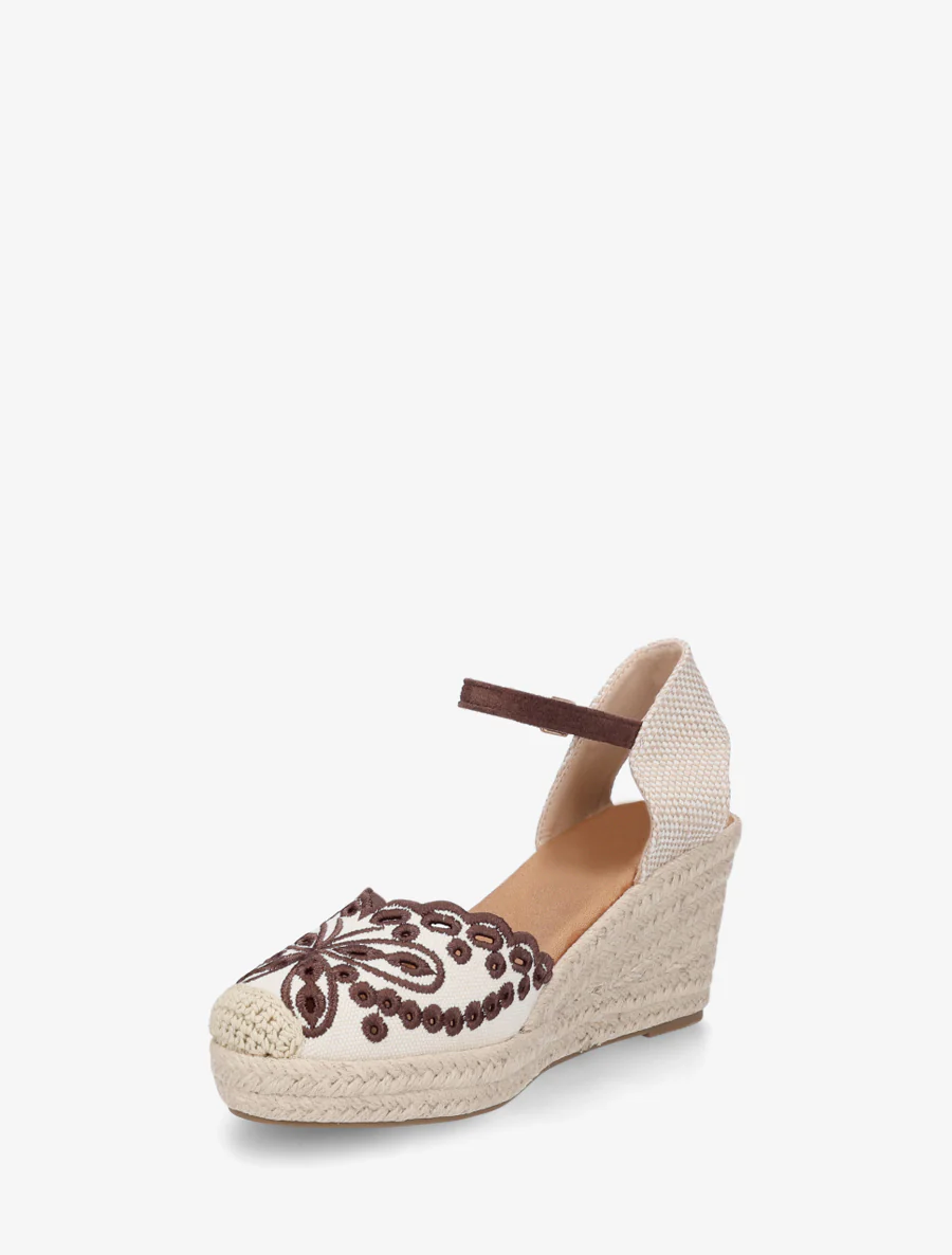 Sleehaksandalen met dambordpatroon en hielstuk - Bruin - Image 3