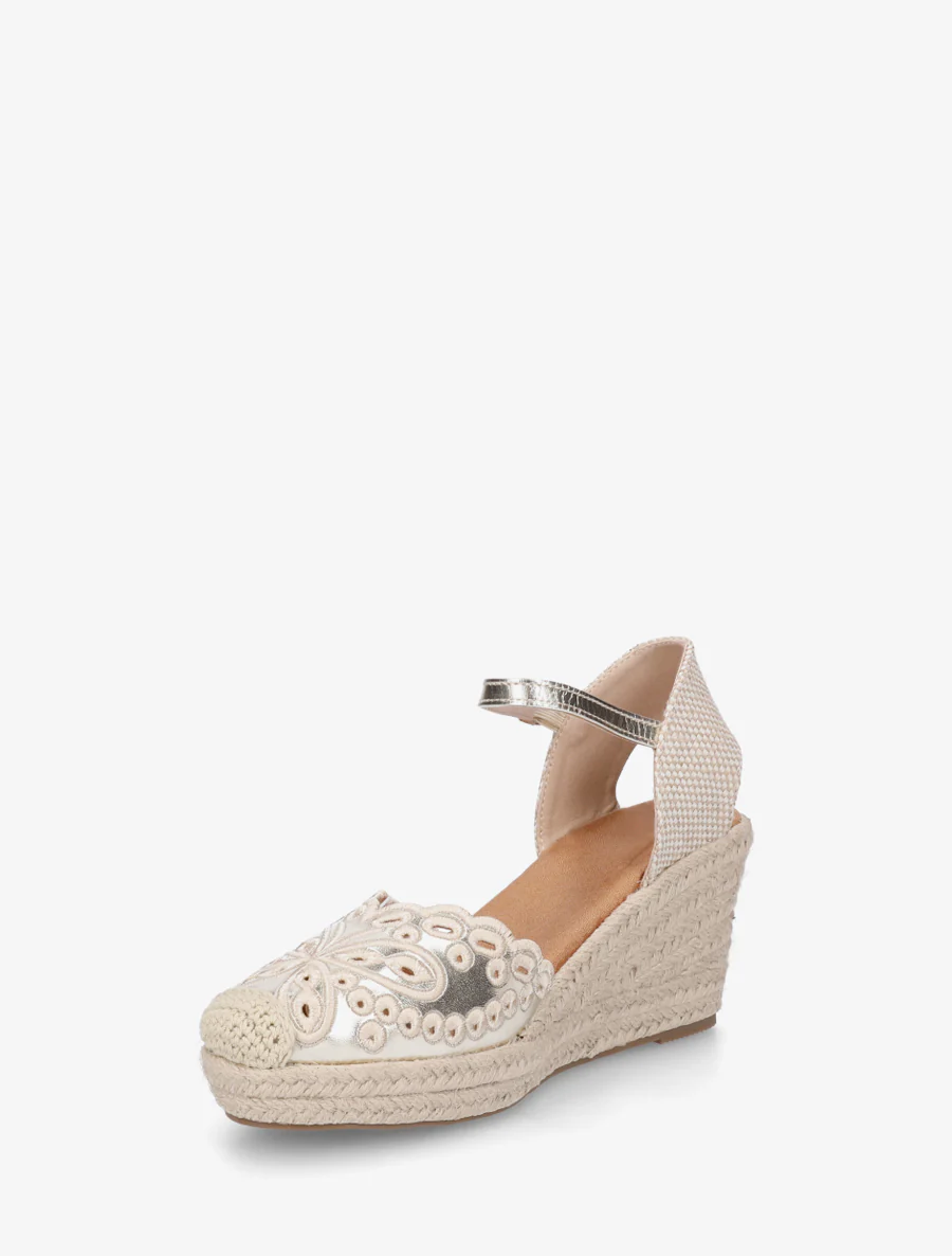 Sleehaksandalen met dambordpatroon en hielstuk - Goud - Image 3