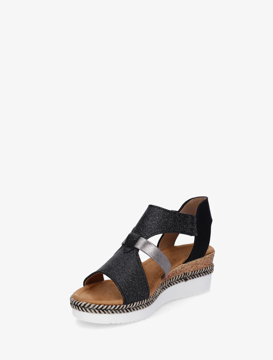 Sleehaksandalen met een textuurriempje - Zwart - Image 3