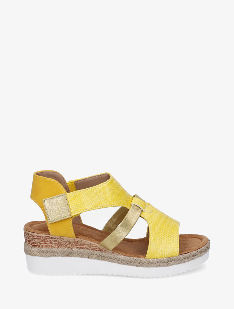 Sleehaksandalen met een textuurriempje - Geel