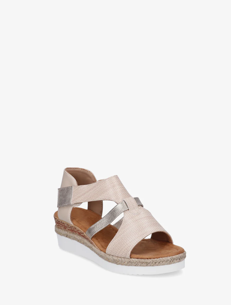 Sleehaksandalen met een textuurriempje - Beige - Image 2