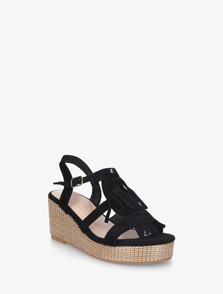 Sleehaksandalen met franjes - Zwart - Image 2