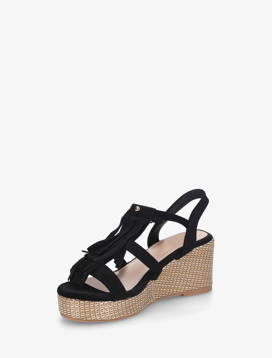 Sleehaksandalen met franjes - Zwart - Image 3