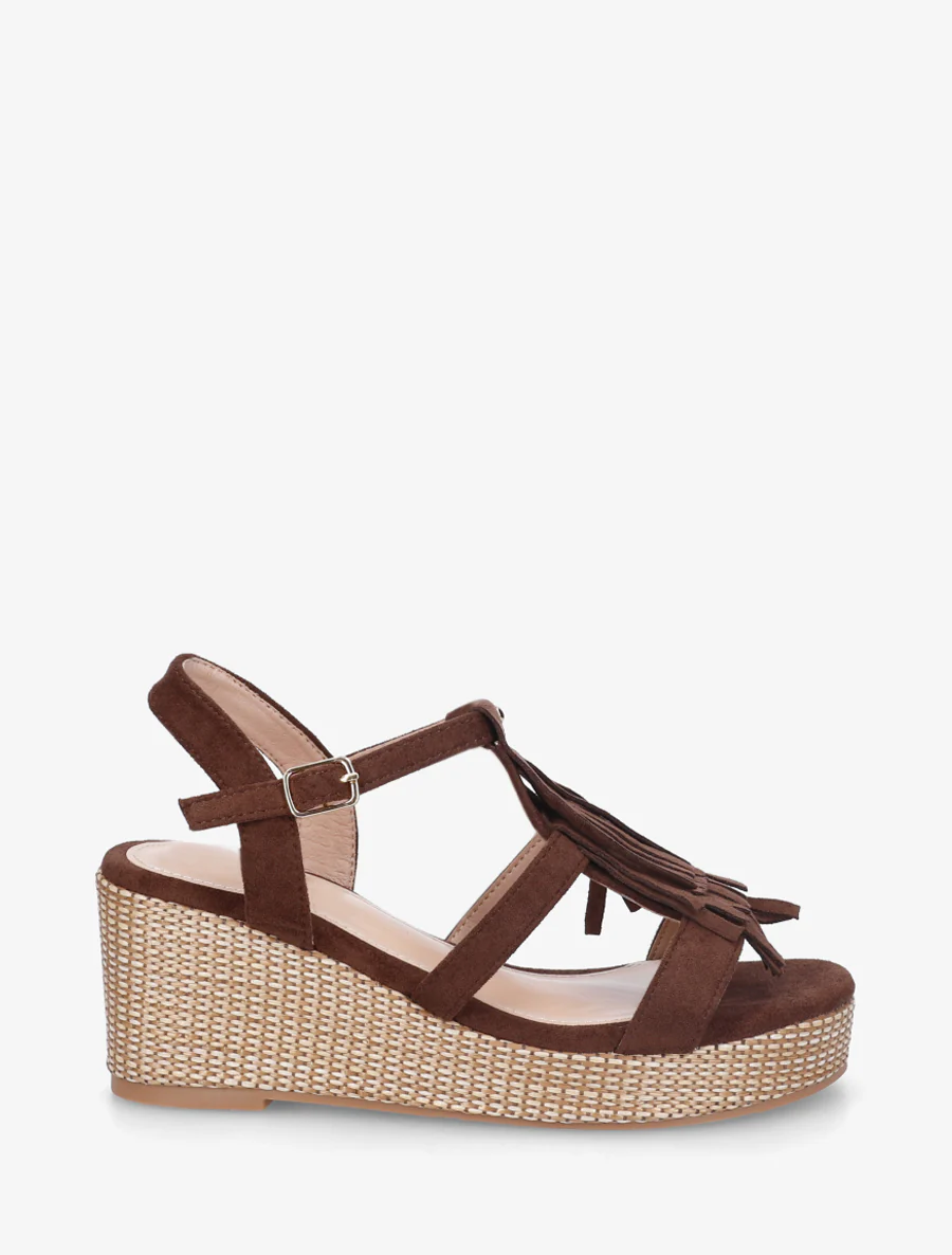 Sleehaksandalen met franjes - Bruin
