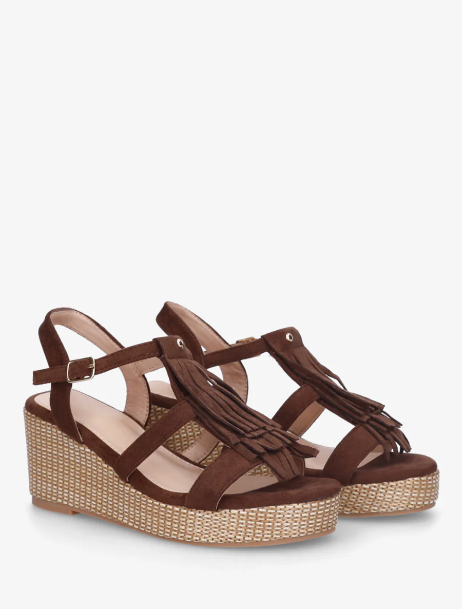 Sleehaksandalen met franjes - Bruin - Image 4