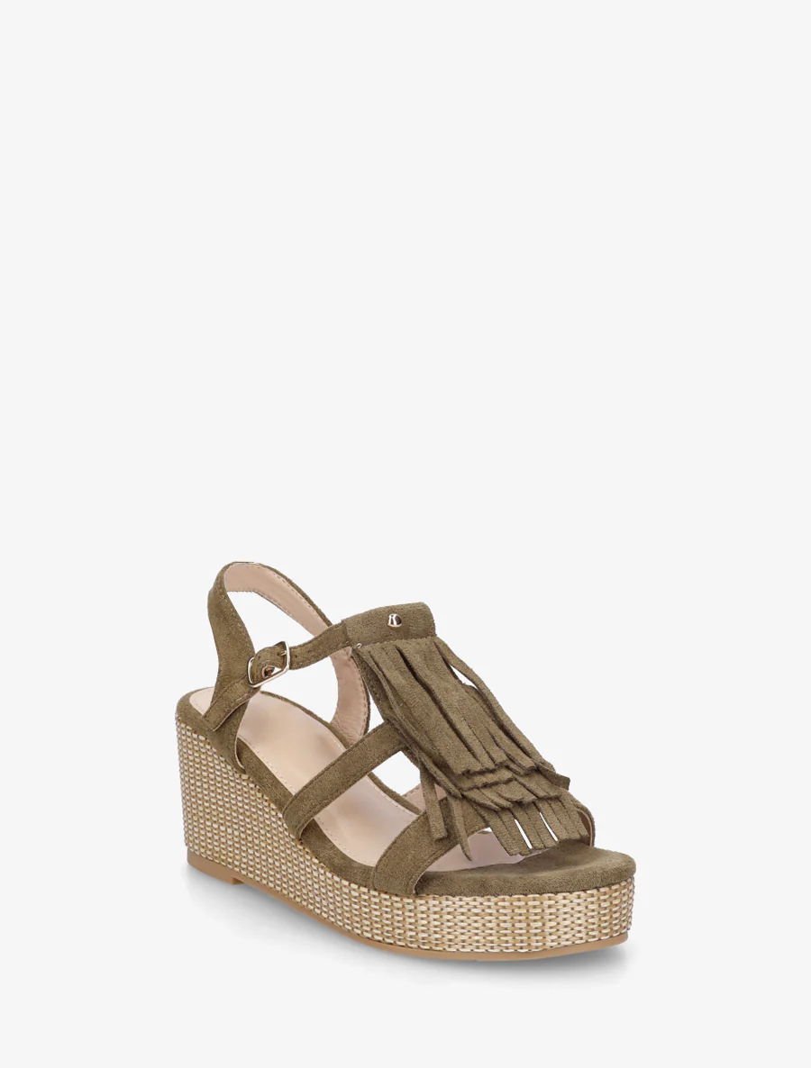 Sleehaksandalen met franjes - Kaki - Image 2