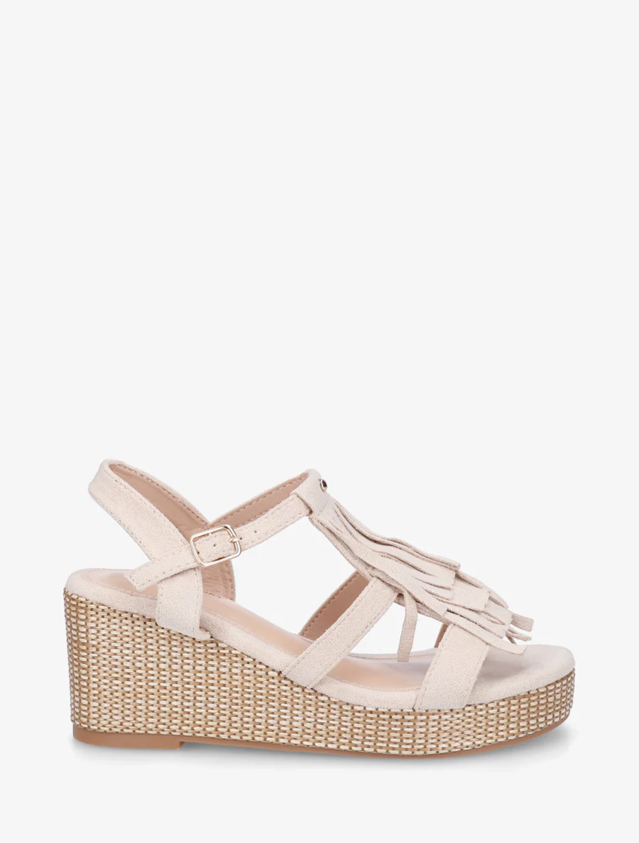 Sleehaksandalen met franjes - Beige