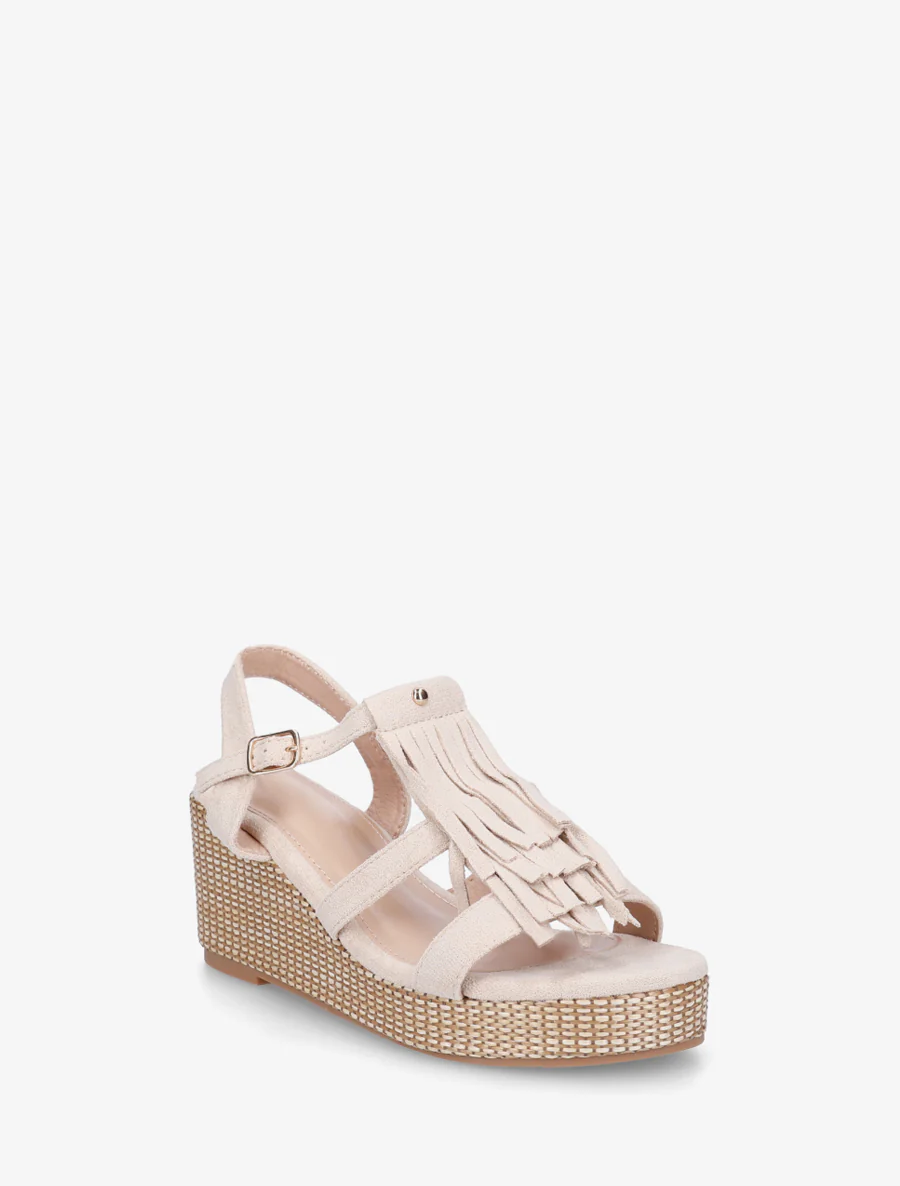 Sleehaksandalen met franjes - Beige - Image 2