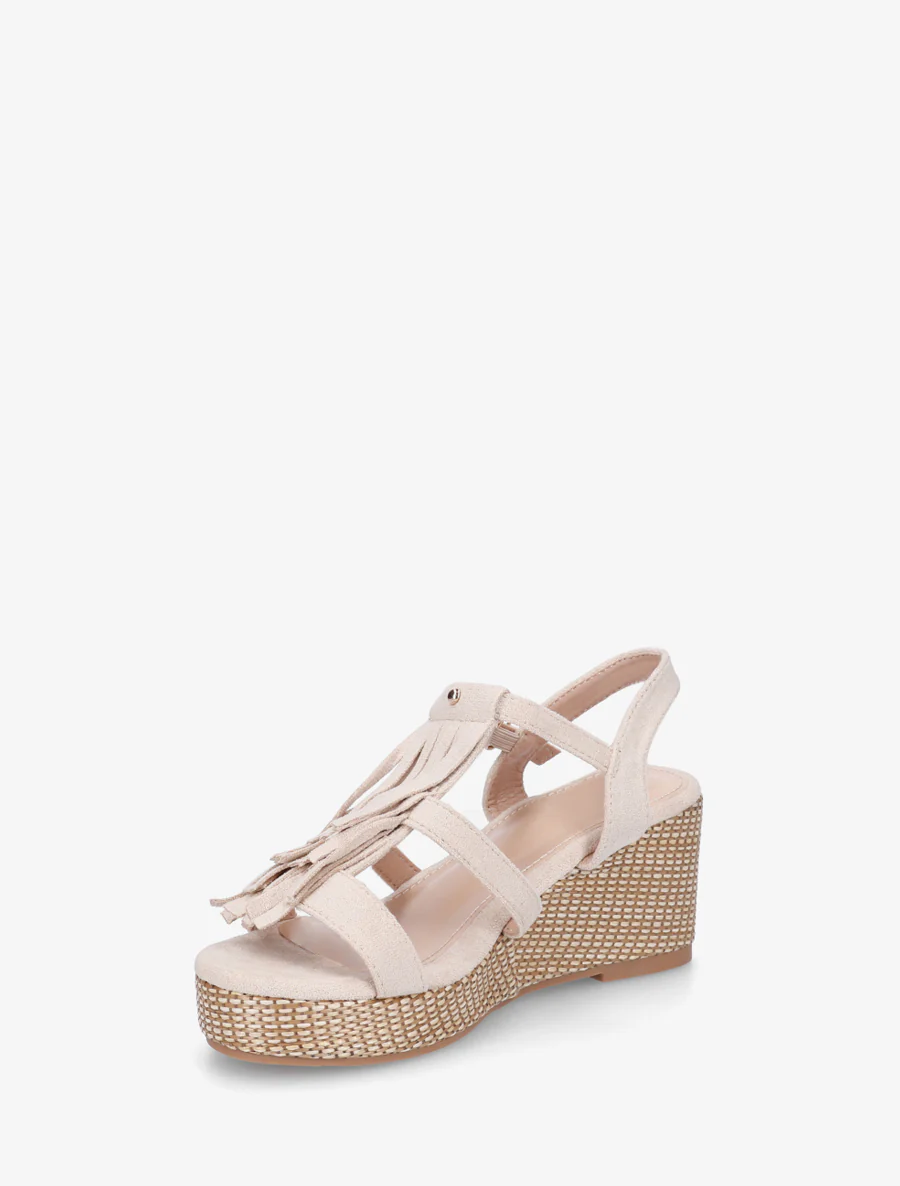 Sleehaksandalen met franjes - Beige - Image 3