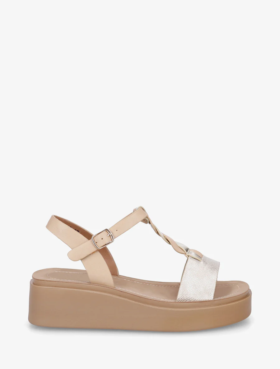 Sleehaksandalen met gekruiste bandjes - Beige