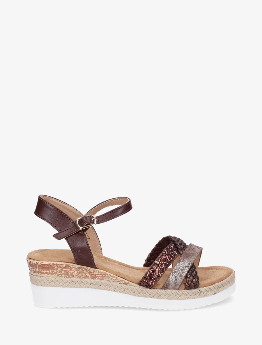 Sleehaksandalen met glinsterende fantasieriemen - Bruin