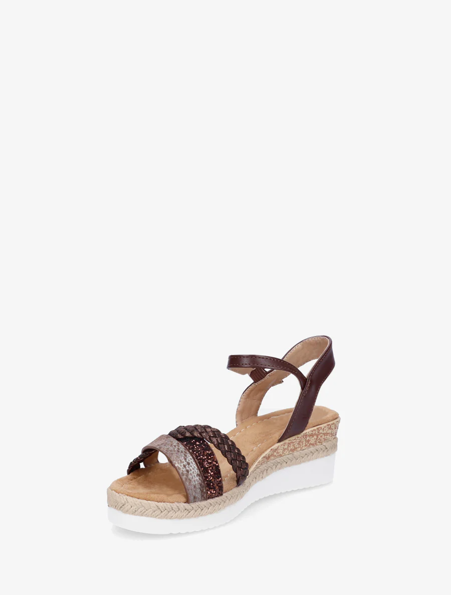 Sleehaksandalen met glinsterende fantasieriemen - Bruin - Image 3