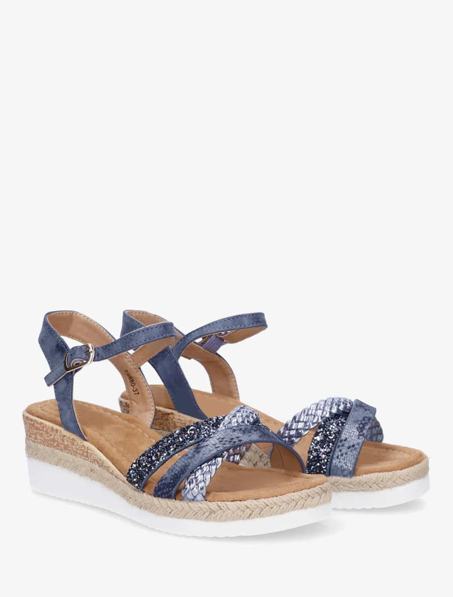 Sleehaksandalen met glinsterende fantasieriemen - Marine - Image 4
