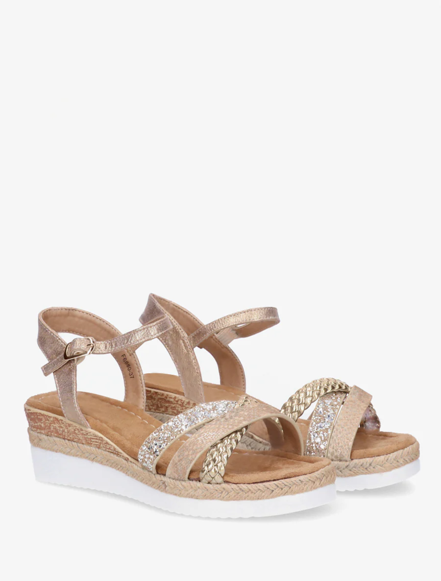 Sleehaksandalen met glinsterende fantasieriemen - Goud - Image 4