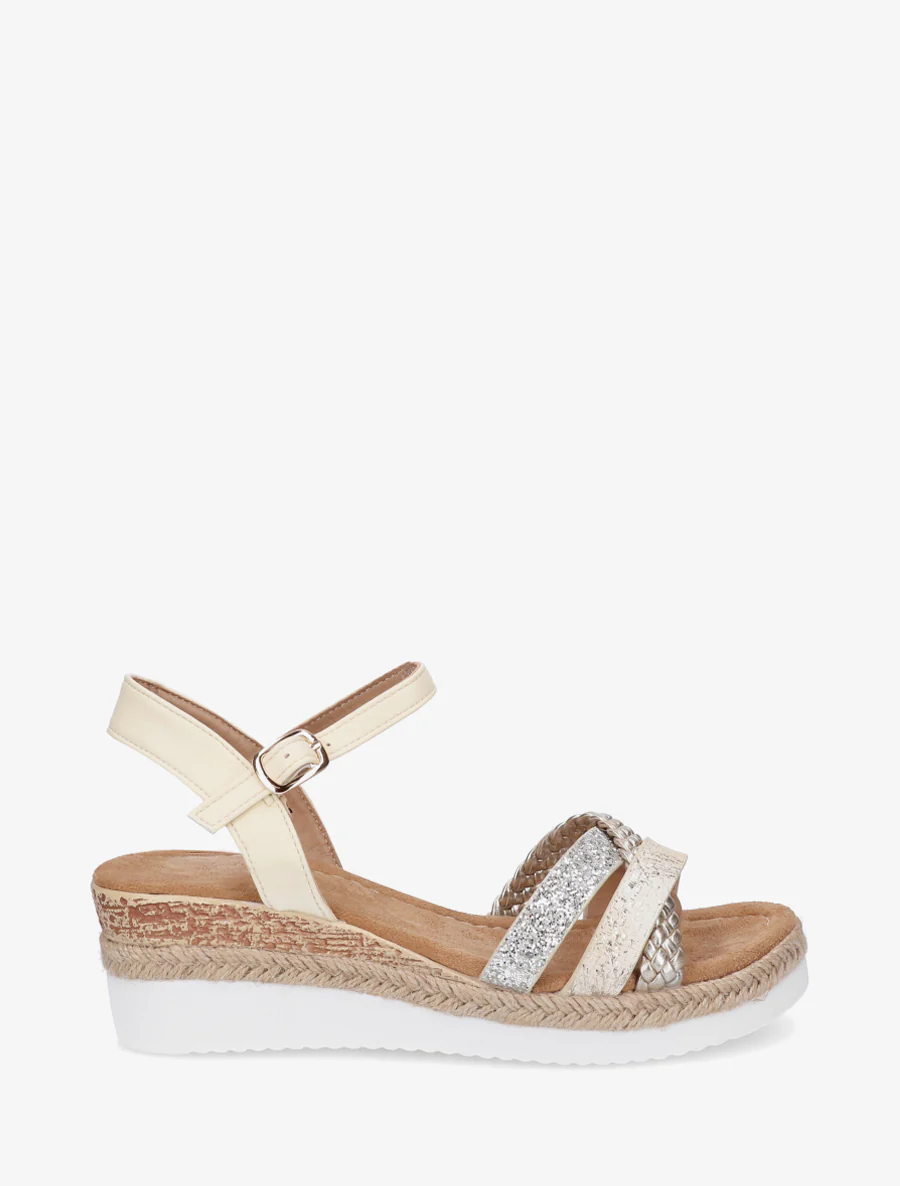 Sleehaksandalen met glinsterende fantasieriemen - Beige