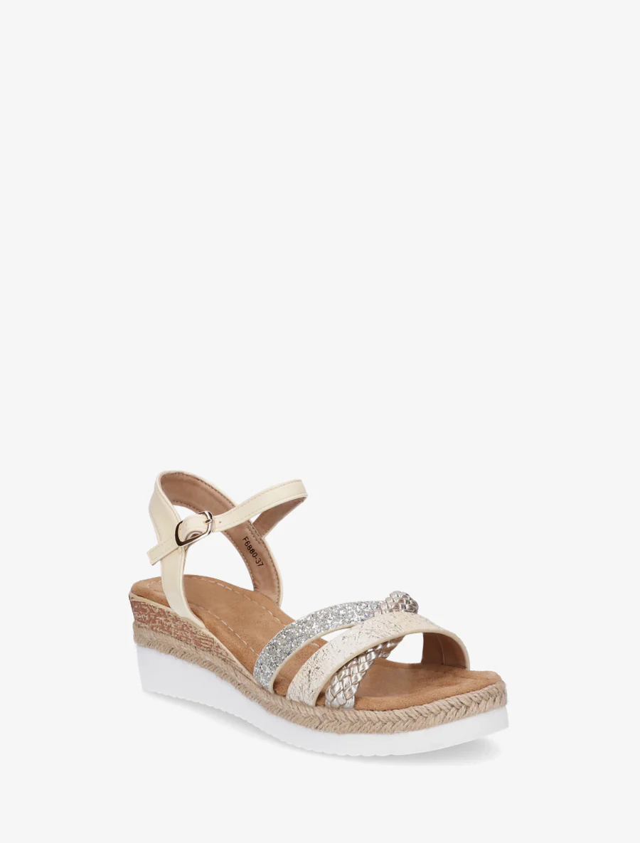 Sleehaksandalen met glinsterende fantasieriemen - Beige - Image 2