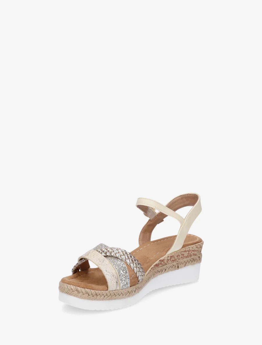 Sleehaksandalen met glinsterende fantasieriemen - Beige - Image 3