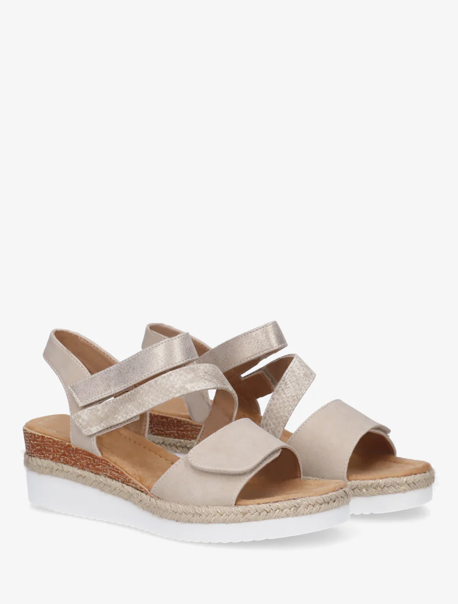 Sleehaksandalen met klittenband - Beige - Image 4