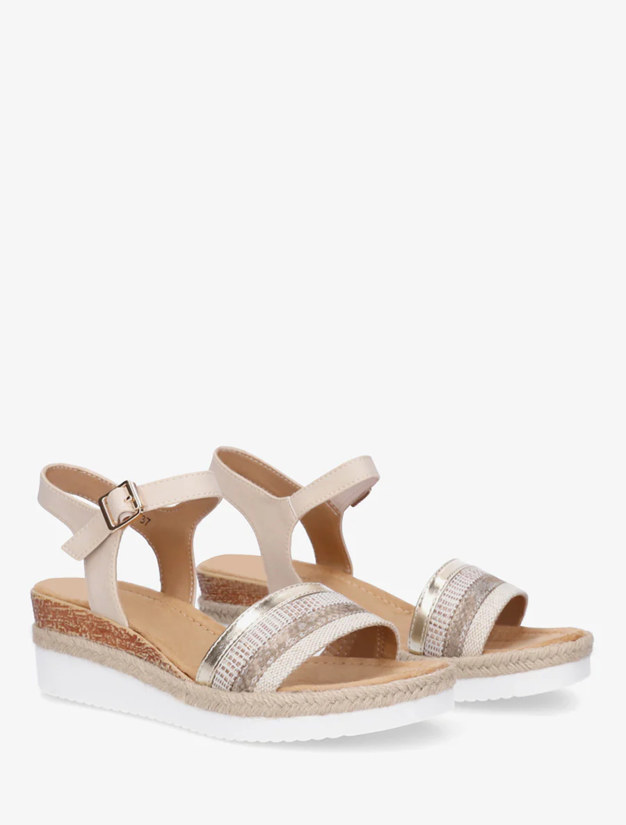 Sleehaksandalen met ongelijke bandjes - Beige - Image 4
