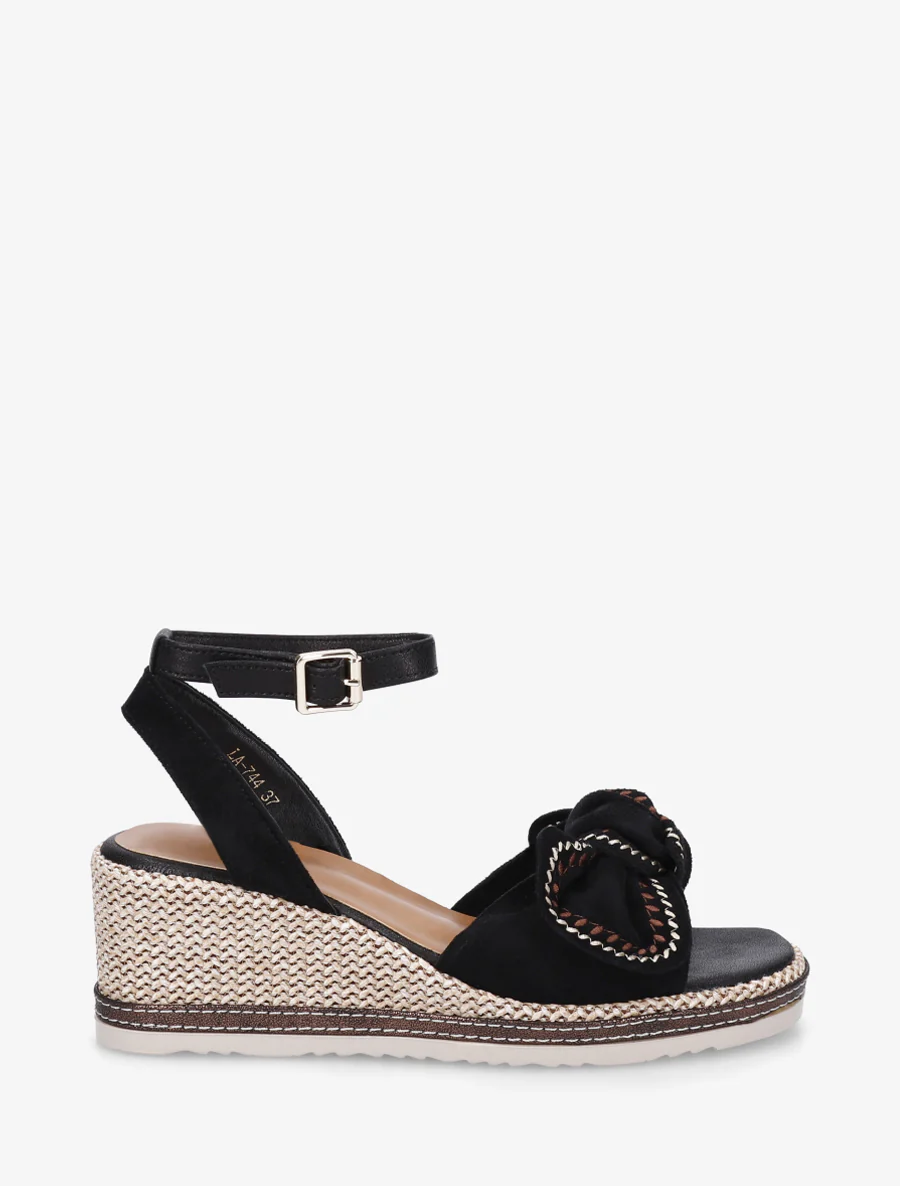 Sleehaksandalen met strik - Zwart